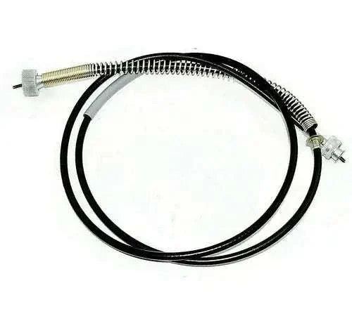 Speedometer tachometer cable with black casing and metal threaded ends
