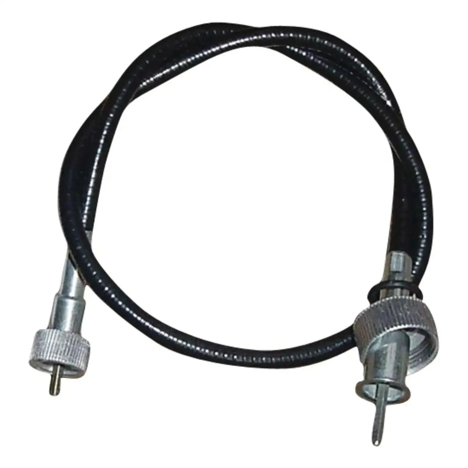 Speedometer cable in black with metal fittings and connector ends