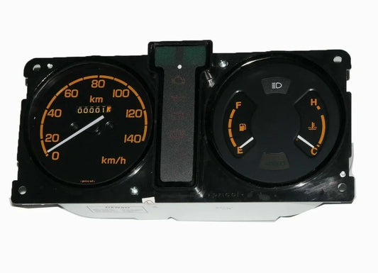 Dashboard instrument gauge cluster with speedometer and fuel/temp indicators