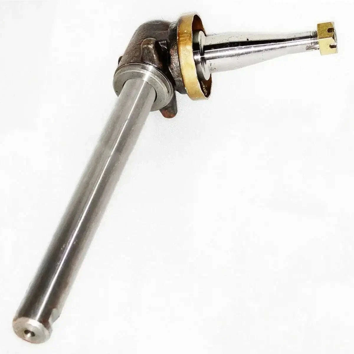 Tractor stub axle with mounting flange and steel shaft