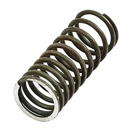 Coil spring valve with dark olive metal coils and one circular end