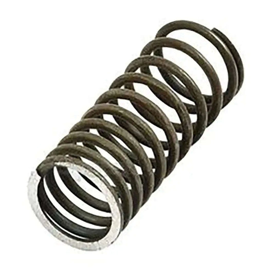 Coil spring valve with dark olive metal coils and one circular end