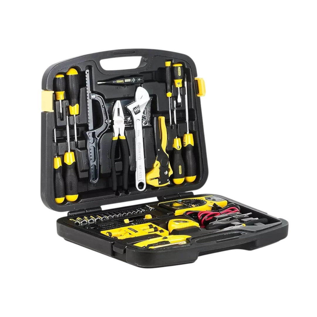 Stanley 53 piece telecom tool kit in black and yellow case with pliers screwdrivers and wrenches