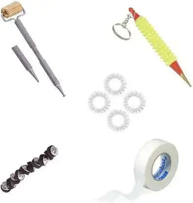 Star magnet Sujok roller set with metal pointed rods, star magnets, and key chain