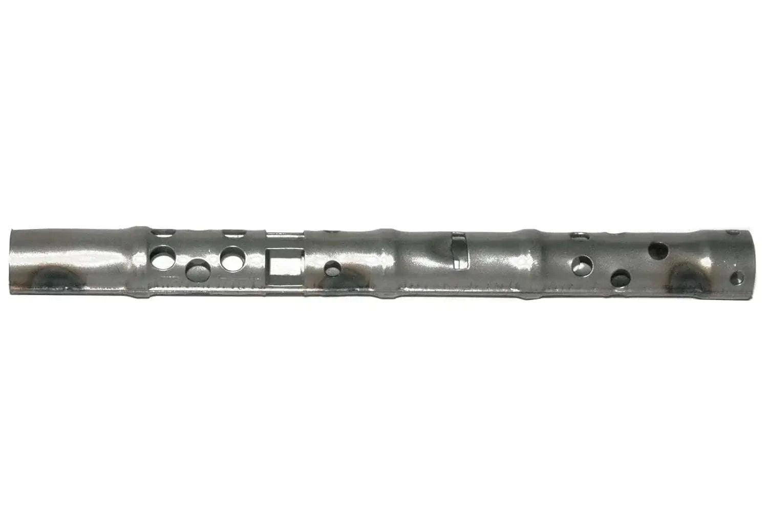Metal exhaust silencer baffle flute tube with side holes, silver finish
