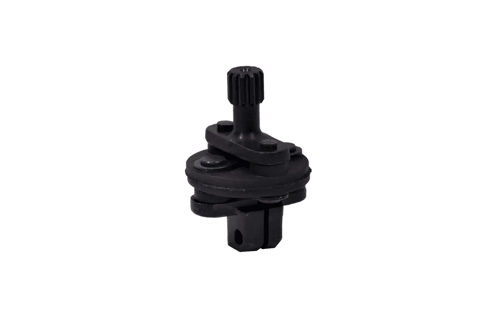 Steering coupling assembly with black plastic and ridged shaft