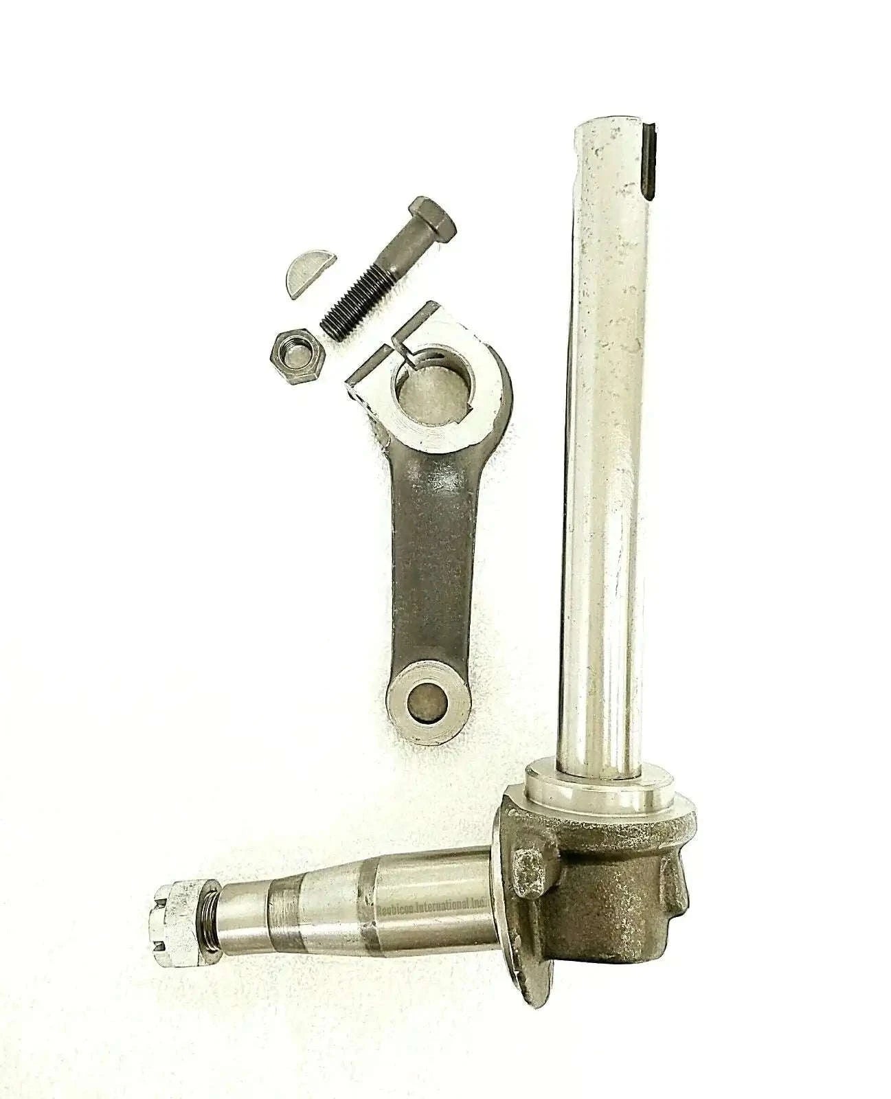 Left-hand steering knuckle and spindle conversion kit with metal bracket and shaft