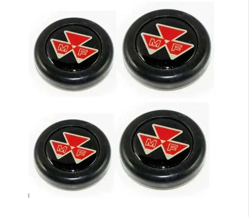 Black round steering wheel cap covers with MF logo, set of 4
