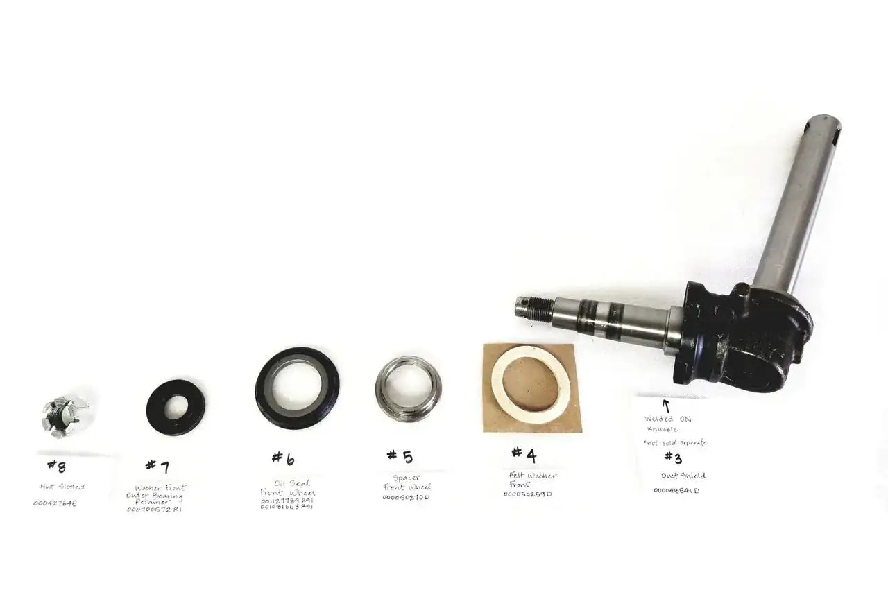 7-piece steering knuckle to hub repair kit with axle shaft, seals, washers and sleeve