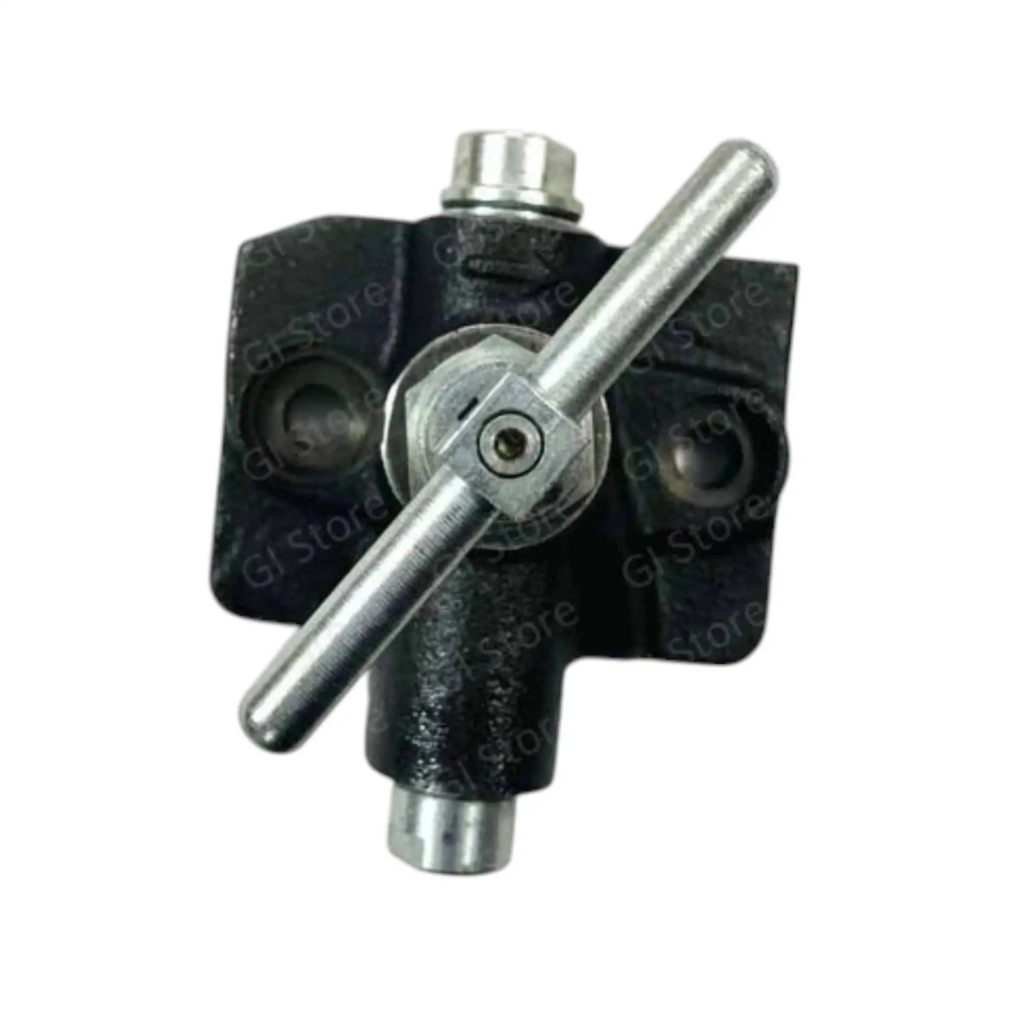 Hydraulic valve lock with silver lever and dark cast body