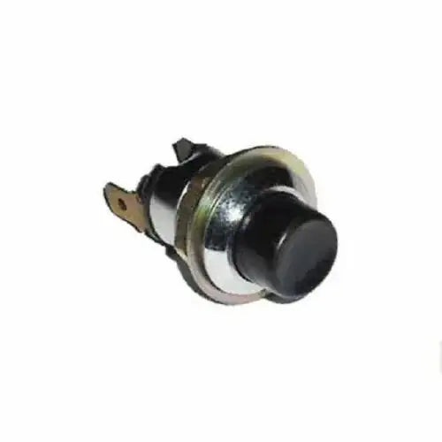 Waterproof horn button switch with black push cap and metal mounting ring