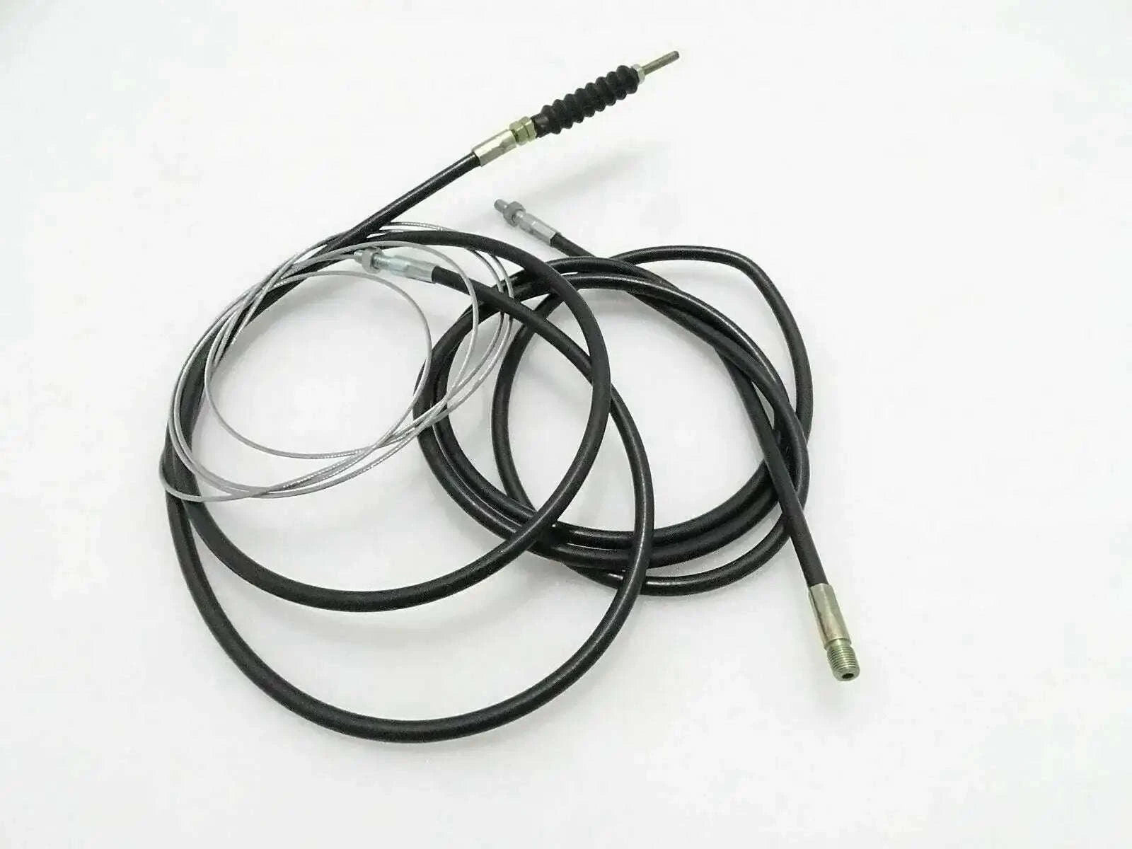 Throttle cable with black wire housing and metal connector tips