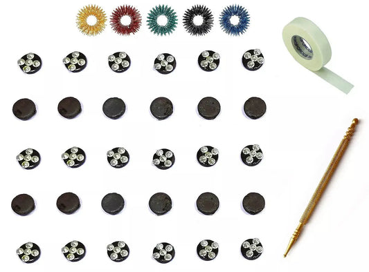 Sujok 5 Star Cluster Magnets in Various Colors with Slim Jimmy, Acu Rings, Micropore Tape