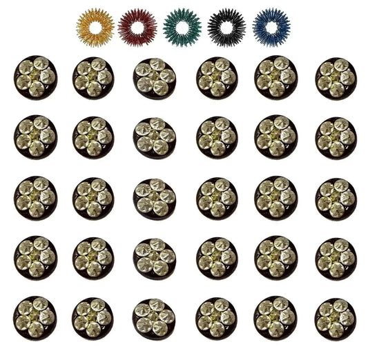 Sujok 6 Star Cluster Magnets-Round Set of 30-5pcs Sujok Acupressure Rings - StellerGear