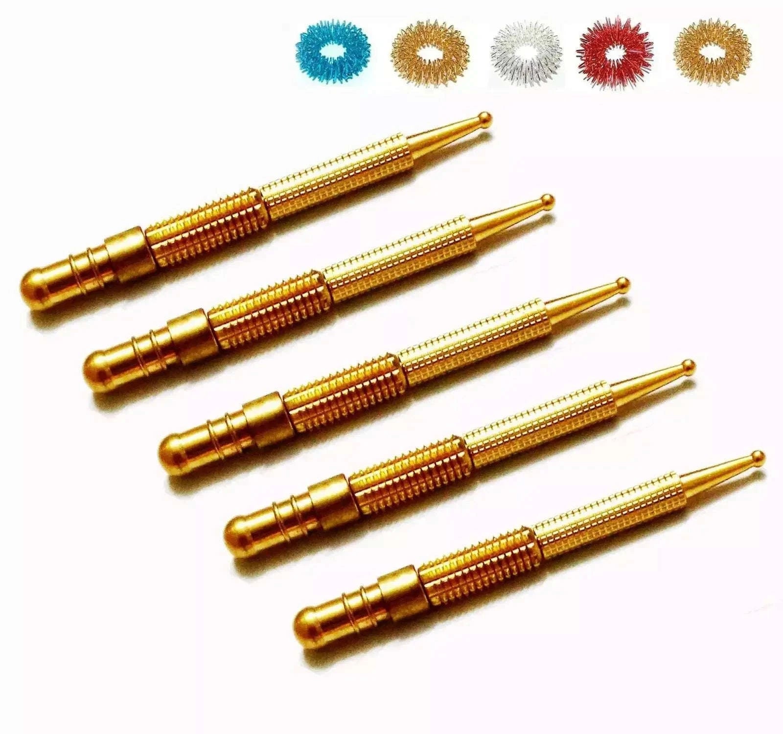 Sujok Acupressure Probe Diagnostic Dismandable Roller Jimmys 5pcs 5 Free Rings - StellerGear