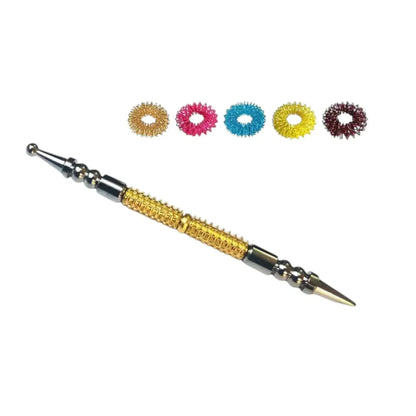 Sujok Acupressure Probe Metal 2 in 1 Center Rollers Jimmy Free 5 Su Jok Rings - StellerGear