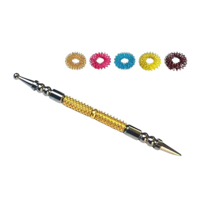 Sujok acupressure probe metal center roller with colored rings for effective therapy