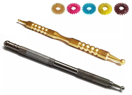 Sujok acupressure probe set with multi-functional tools and colorful rings for effective therapy