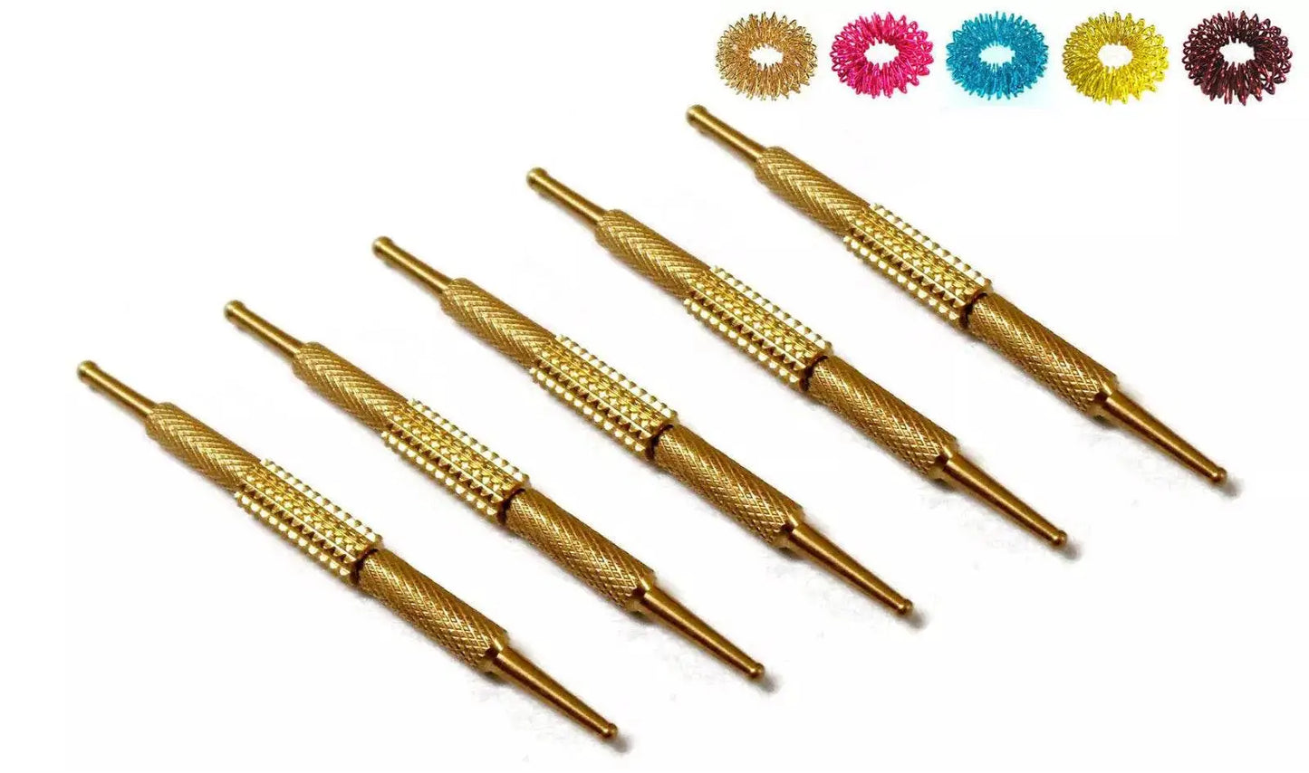 Brass Metal Diagnostic Center Roller Jimmy with Rings in Various Colors - Sujok acupressure set