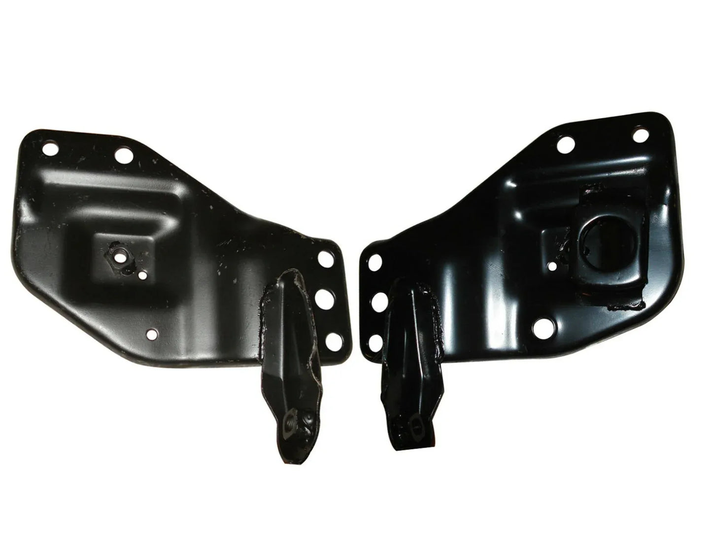 Front anti-roll bar bracket mount set, black steel LH and RH brackets
