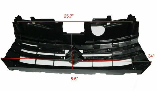 Front radiator grille panel, black plastic with central round opening