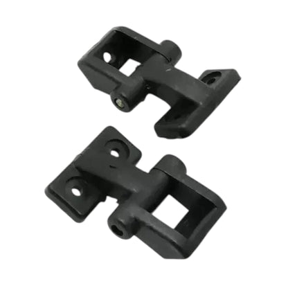Windshield hinge brackets, black, two pieces with open frame and mounting holes