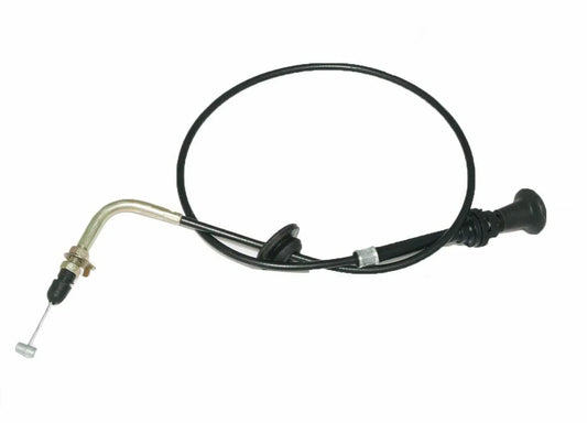 Manual choke cable with black rubber boot and metal fittings