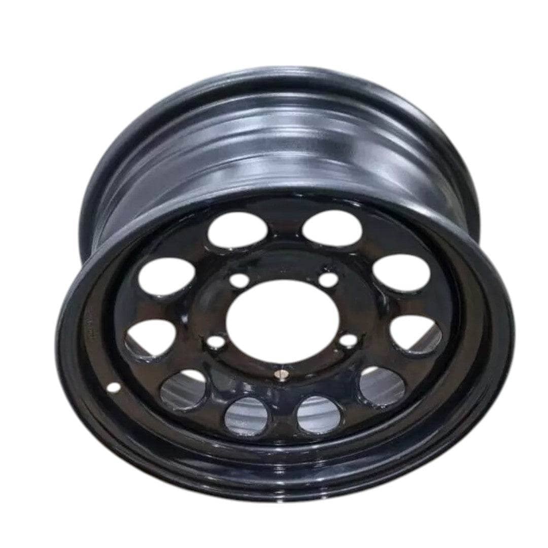 Suzuki Samurai black steel wheel featuring a durable design for enhanced performance