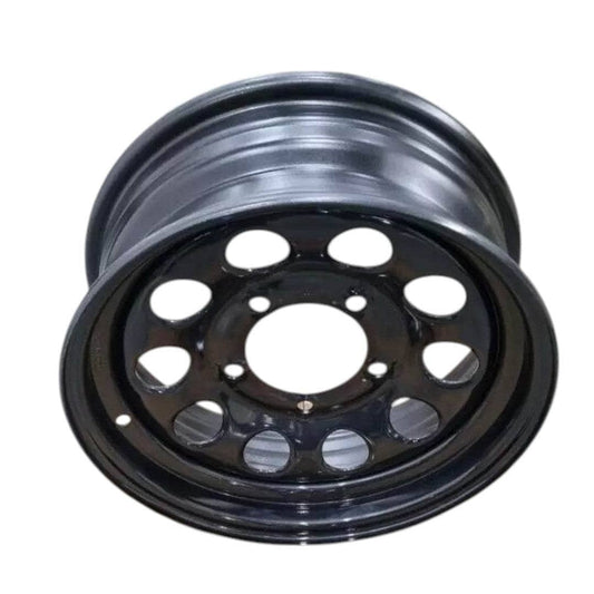Suzuki Samurai black steel wheel featuring a durable design for enhanced performance