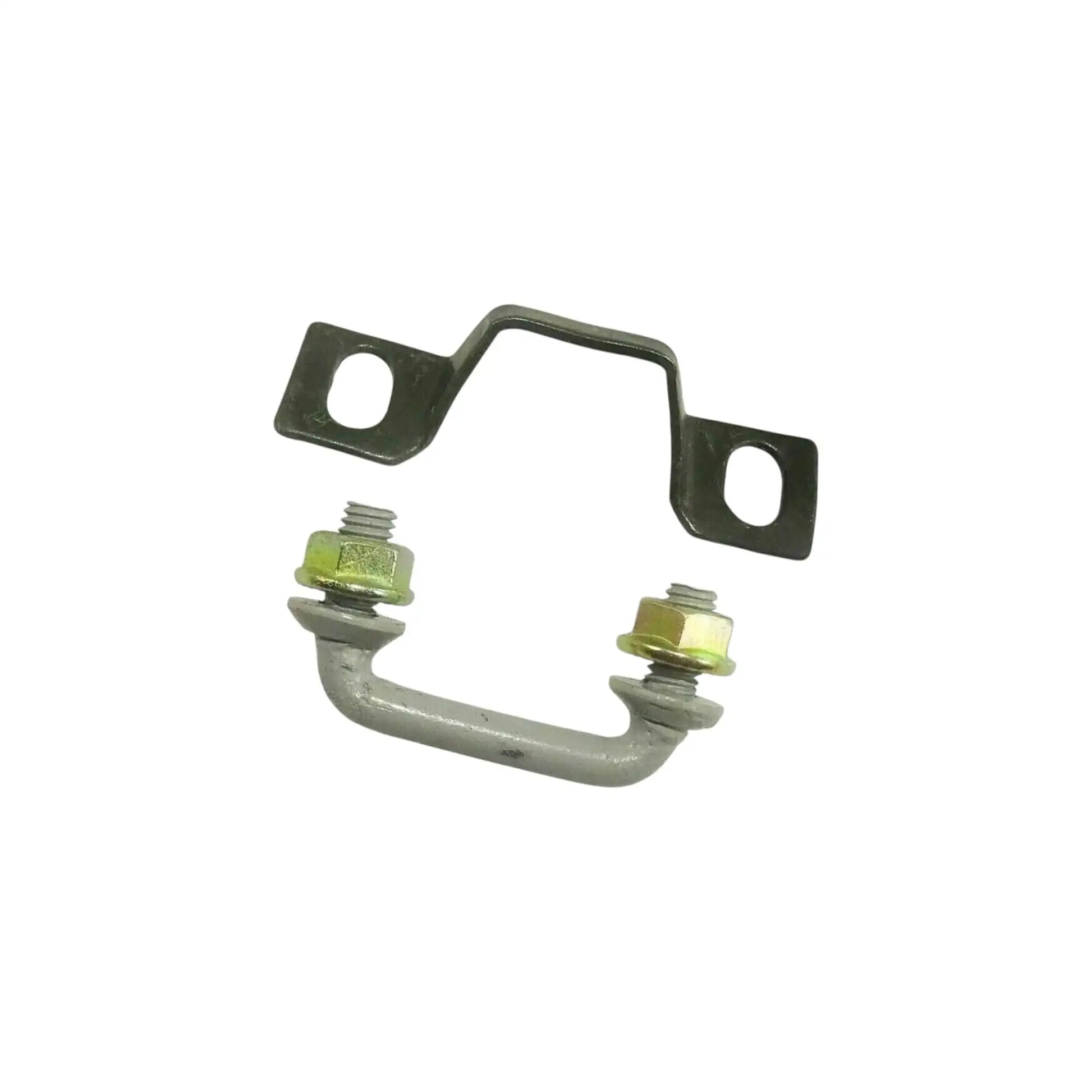 Bonnet lock U-shaped bracket with two threaded studs and mounting plates