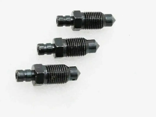 Brake wheel cylinder bleed screws, metal with black rubber seals, 3-pack