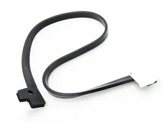 Black rubber windshield inner frame seal with molded mounting tabs and curved loop