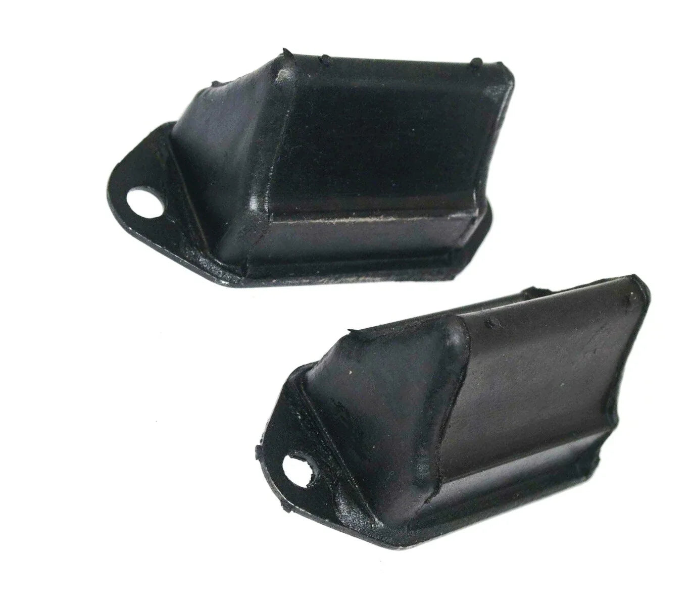 Front suspension bumper stop kit, black rubber blocks with mounting holes (pair)