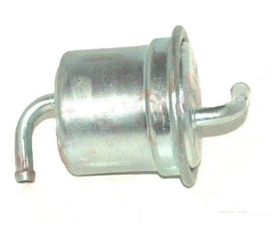 Metal fuel filter with canister body, flanged mount, and side inlet/outlet pipes