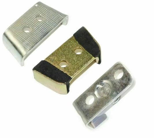 Metal tailgate striker and gate stop brackets, silver and black, 3-piece set
