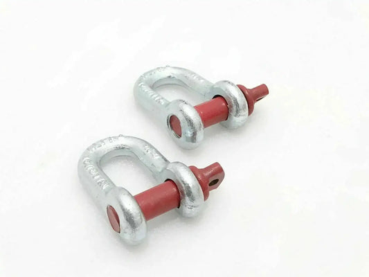 Pair of tow recovery hooks with zinc finish and red mounting pins