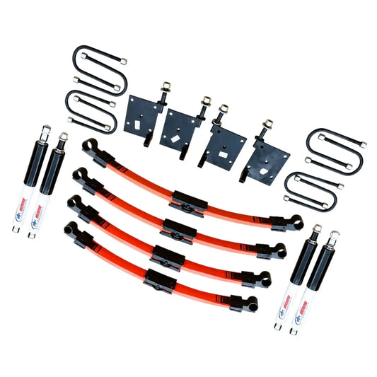Single Leaf Composite Suspension Kit for Suzuki Samurai car, includes leaf springs and shock absorbers