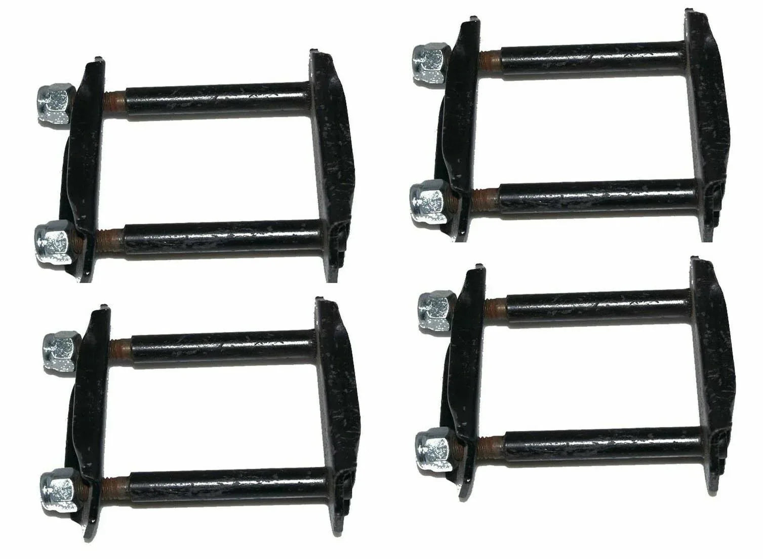 Leaf spring shackle set of 4 with black brackets and silver bolts