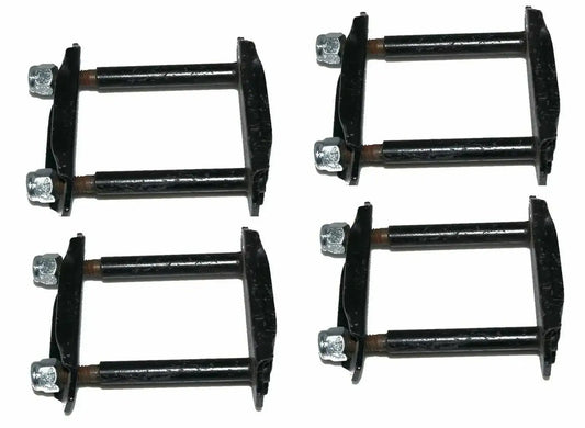 Leaf spring shackle set of 4 with black brackets and silver bolts