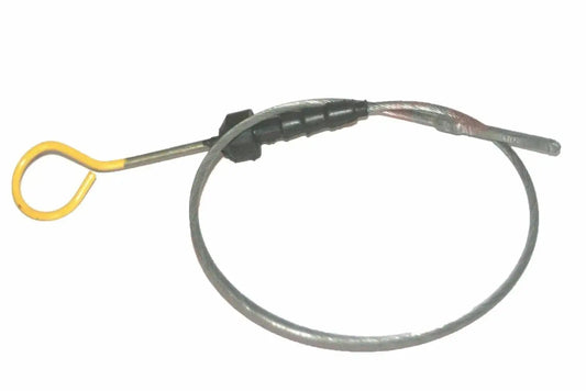 Engine oil dipstick for Suzuki Samurai, with yellow loop handle and metal probe ring