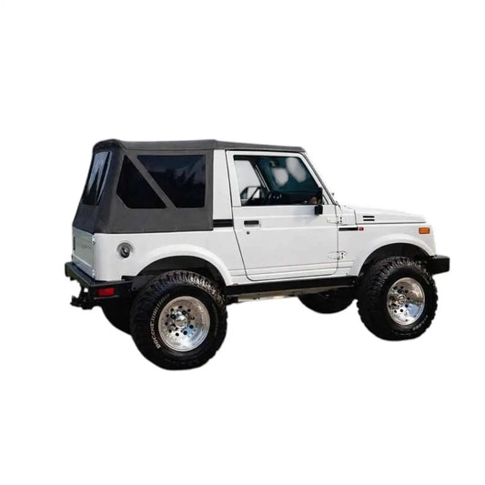 Soft top for Suzuki Samurai car, durable fabric, fits securely for open-air driving