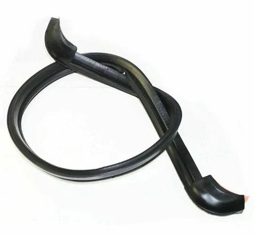 Windshield rubber weatherstrip seal, black curved profile