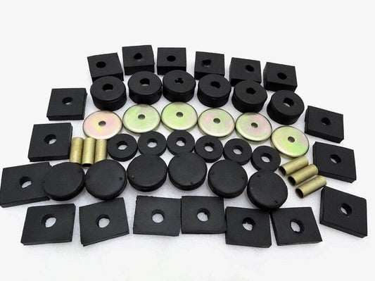 Suzuki Samurai chassis mount kit with various rubber and metal components for optimal vehicle support