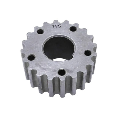 Metal timing gear sprocket with large circular opening and mounting holes