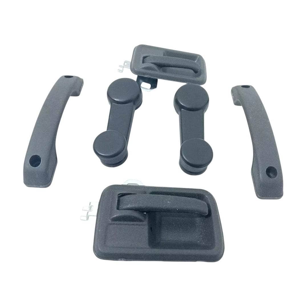 Suzuki Samurai handle set including inner door handles and window cranks for vehicle restoration