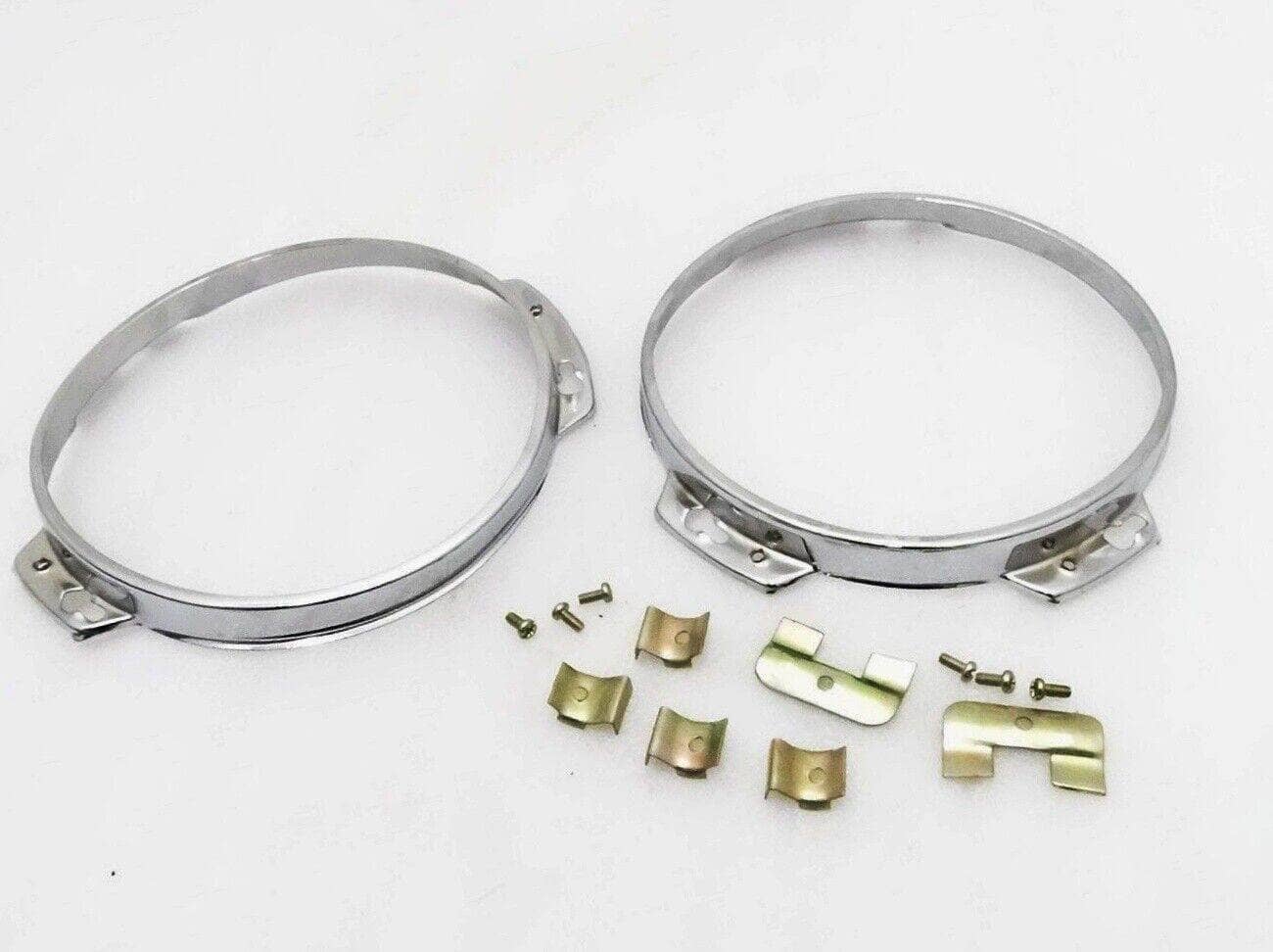 Suzuki Samurai headlight bezel rim set with mounting hardware and clips for easy installation