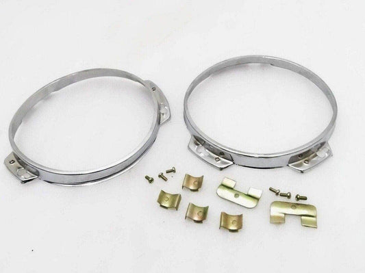 Suzuki Samurai headlight bezel rim set with mounting hardware and clips for easy installation