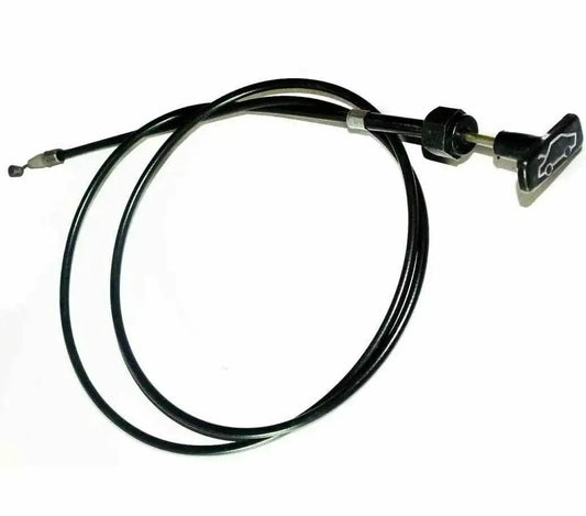 Hood latch release lock opener cable with black sheath and connectors