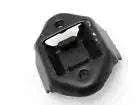 Engine rear transmission mount bracket with two bolt holes, dark rubber construction