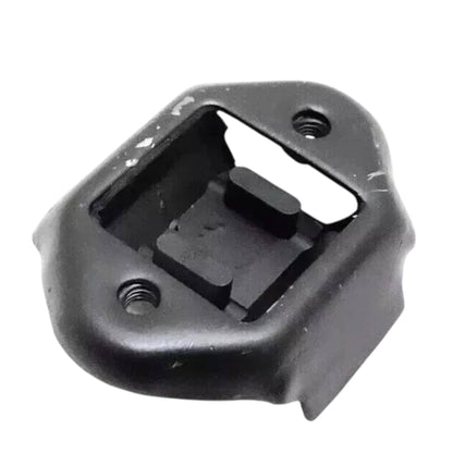 Engine rear transmission mounting in dark rubber with open center bracket and bolt holes